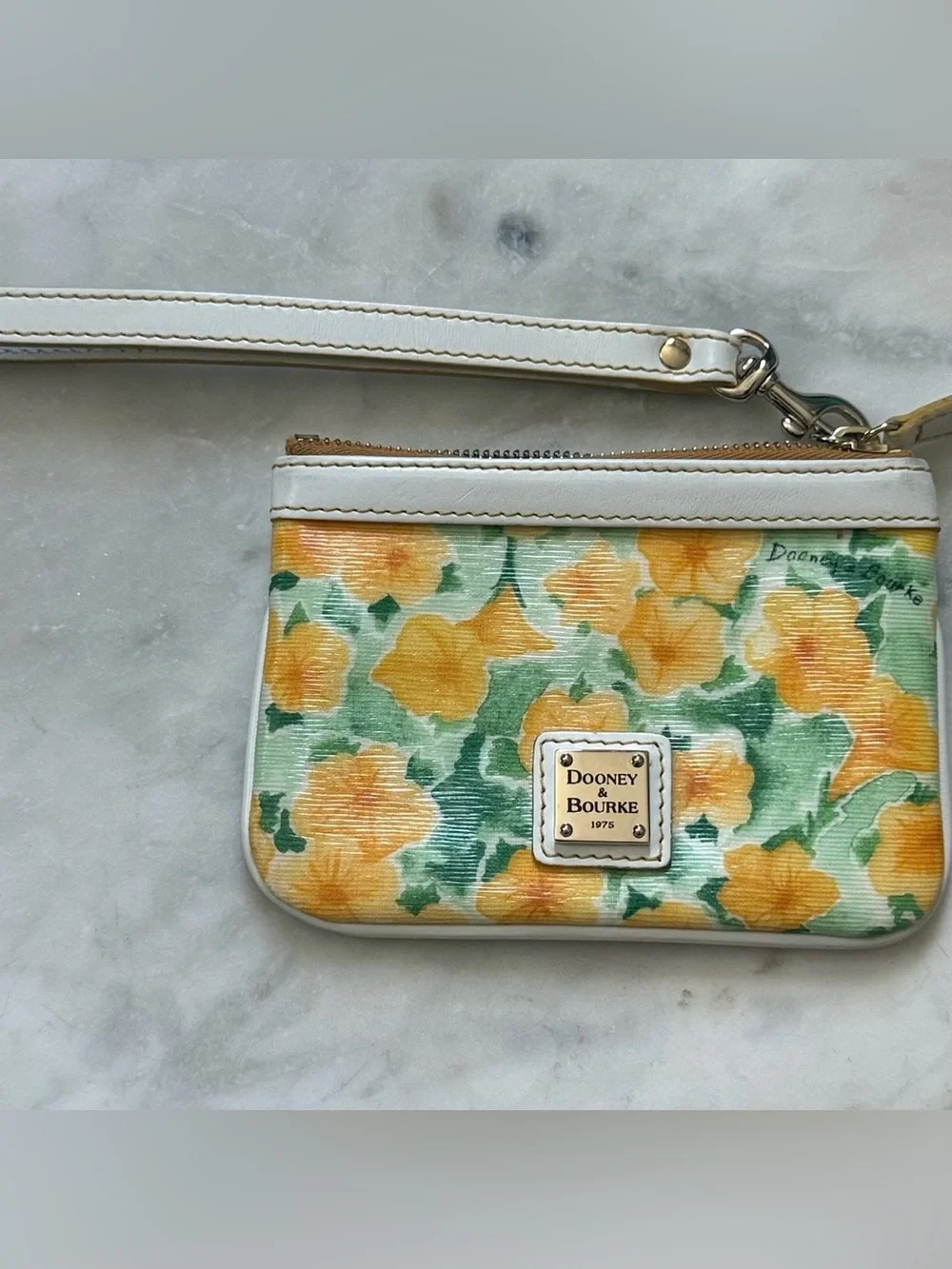 Dooney & Bourke Yellow Petunia Floral Wristlet Wallet Pouchette